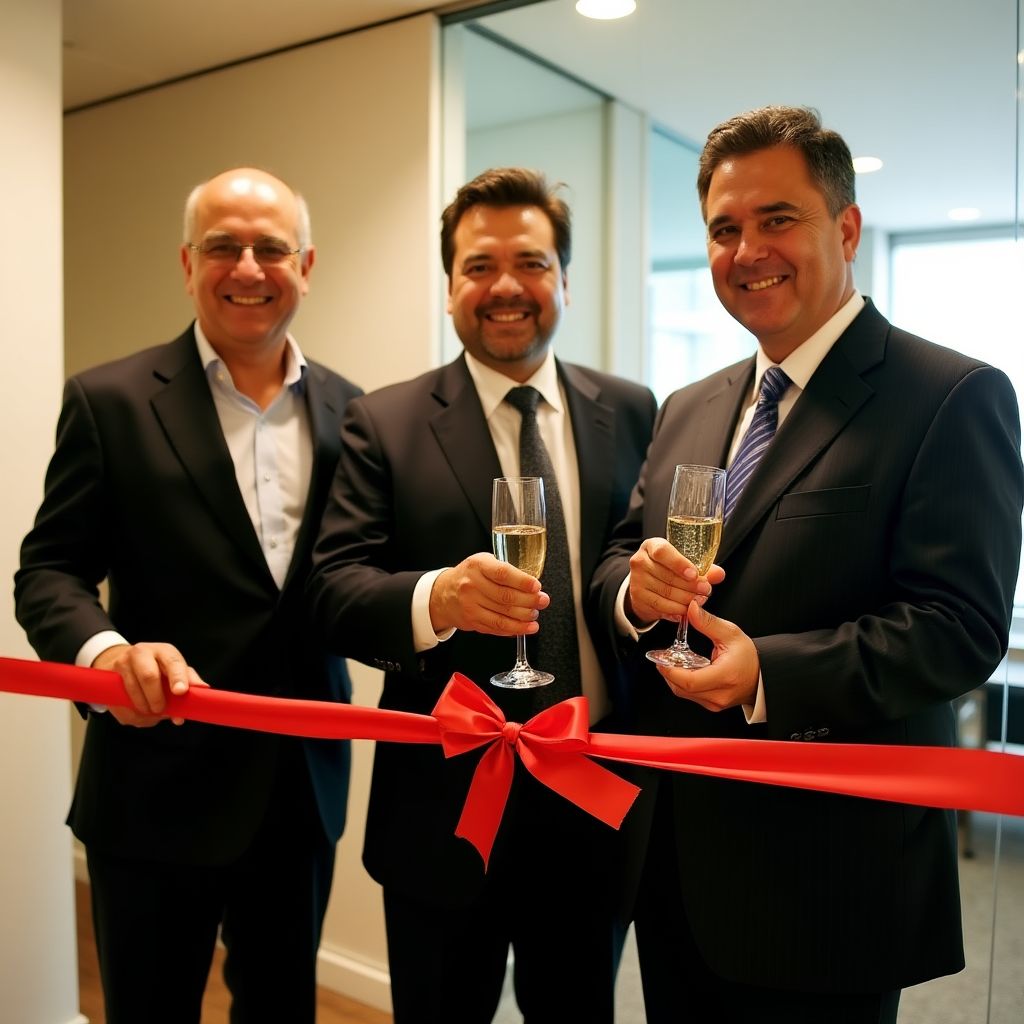 Fundadores de InverCol en la inauguración de la primera oficina